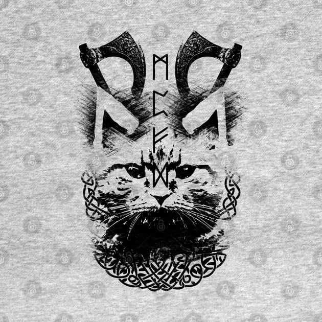 Abstract Cat in Viking Style - Black by Scailaret